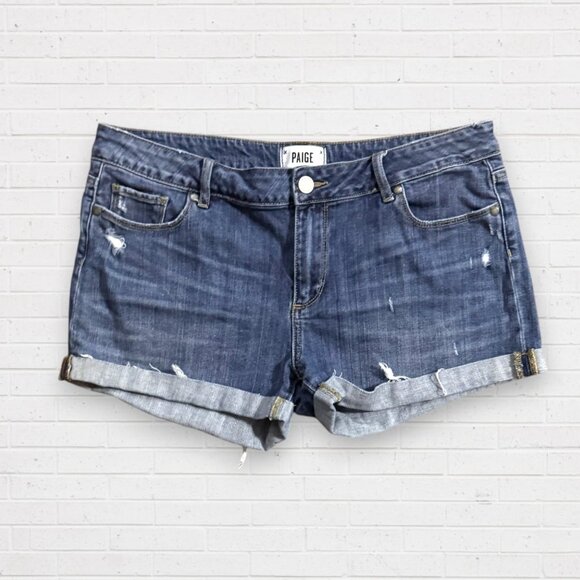 PAIGE Denim Rolled Hem Jeans Shorts Size 31 - Picture 1 of 3